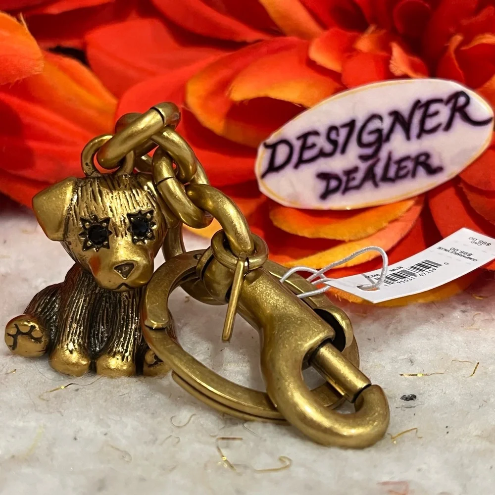 Authentic COACH Creatures Puppy Metal Bag Charm # CC568 NWT